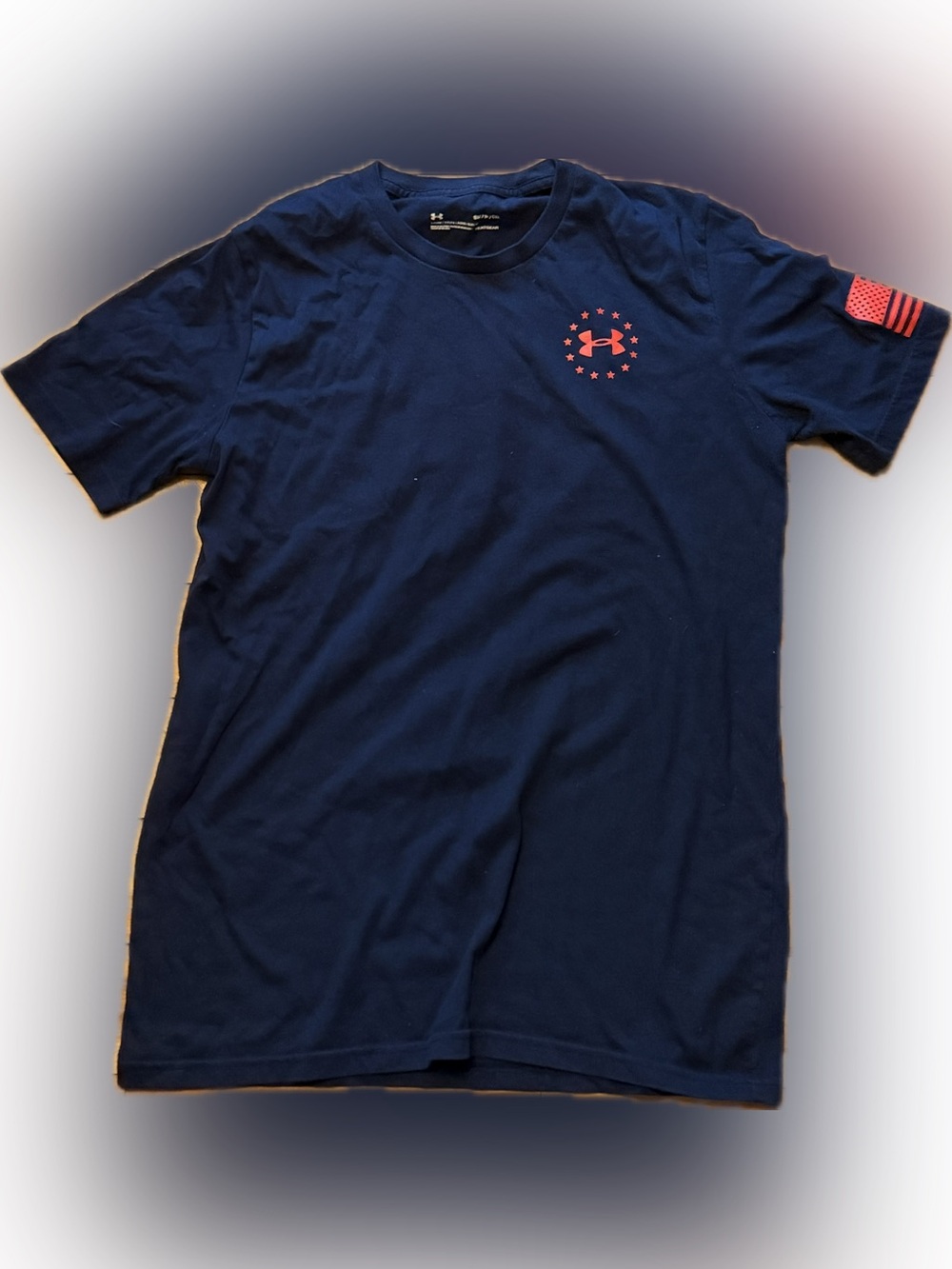 Under Armour Navy Short Sleeve Tee with Red Logo Accents